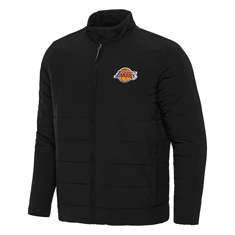 Men's Antigua Black Los Angeles Lakers Swelter Full-Zip Puffer Jacket