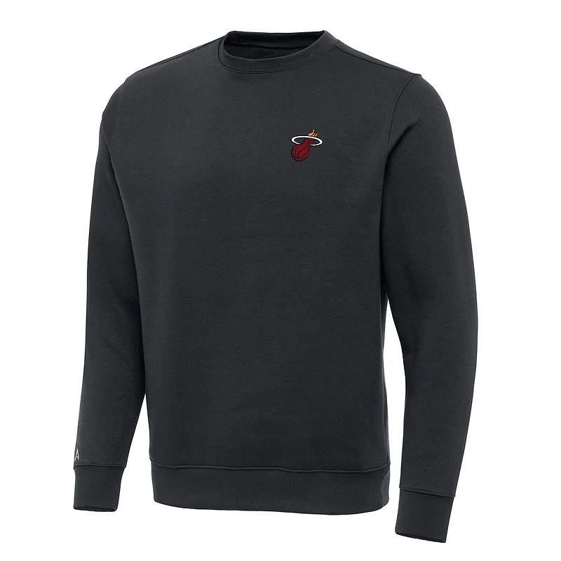 Men's Antigua Charcoal Miami Heat Victory Crewneck Pullover Sweatshirt