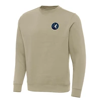 Men's Antigua Khaki Minnesota Timberwolves Victory Crewneck Pullover Sweatshirt