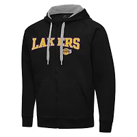 Men's Antigua Black Los Angeles Lakers Big & Tall Victory Full-Zip Hoodie Jacket