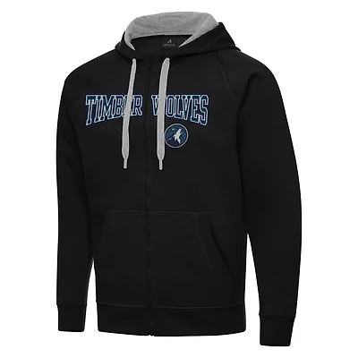 Men's Antigua Black Minnesota Timberwolves Big & Tall Victory Full-Zip Hoodie Jacket