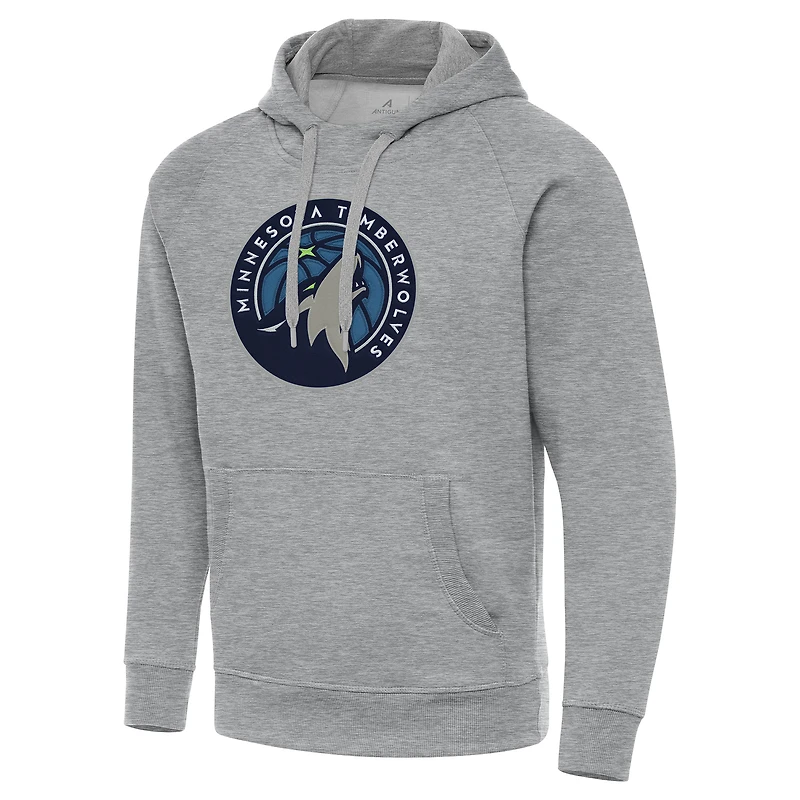 Men's Antigua Heather Gray Minnesota Timberwolves Big & Tall Victory Raglan Pullover Hoodie