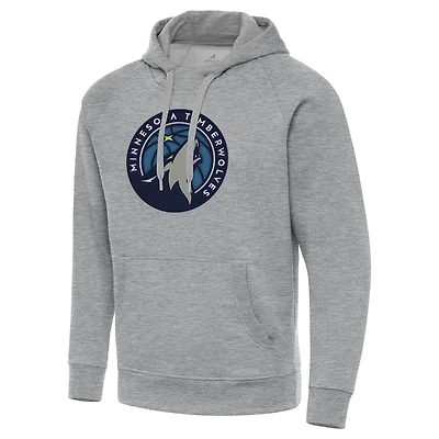 Men's Antigua Heather Gray Minnesota Timberwolves Big & Tall Victory Raglan Pullover Hoodie