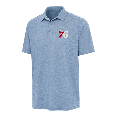 Men's Antigua Heather Aqua Philadelphia 76ers Par 3 Polo