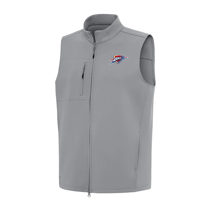 Men's Antigua Gray Oklahoma City Thunder Demand Full-Zip Vest