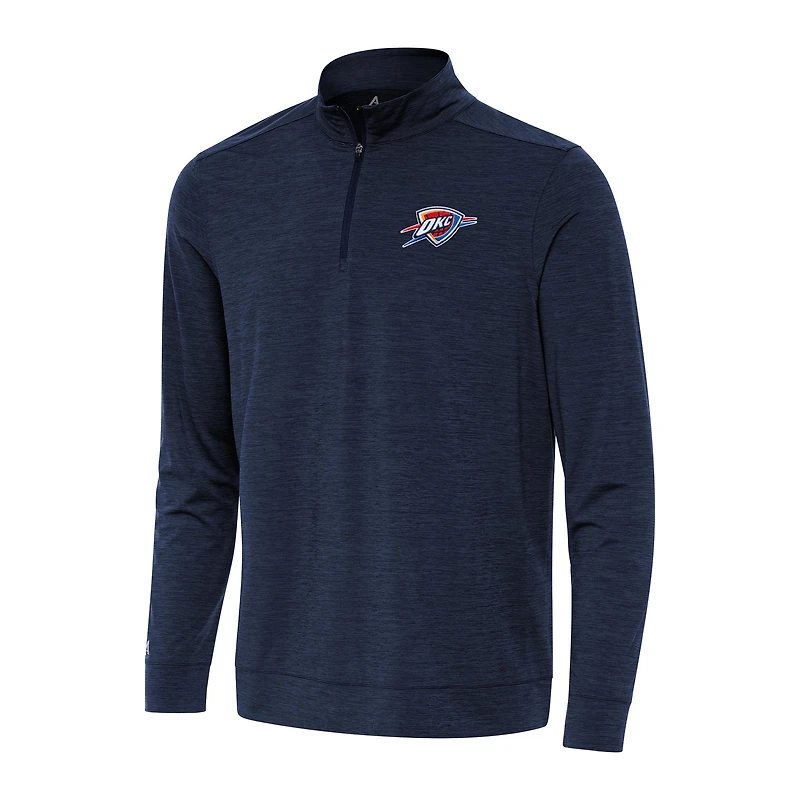 Men's Antigua Heather Navy Oklahoma City Thunder Bright Quarter-Zip Top