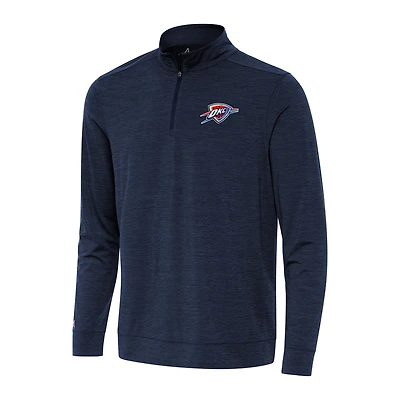 Men's Antigua Heather Navy Oklahoma City Thunder Bright Quarter-Zip Top