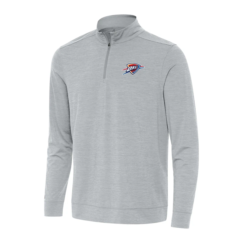 Men's Antigua Heather Gray Oklahoma City Thunder Bright Quarter-Zip Top