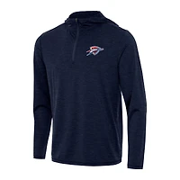 Men's Antigua Heather Navy Oklahoma City Thunder Tidy Quarter-Zip Hoodie