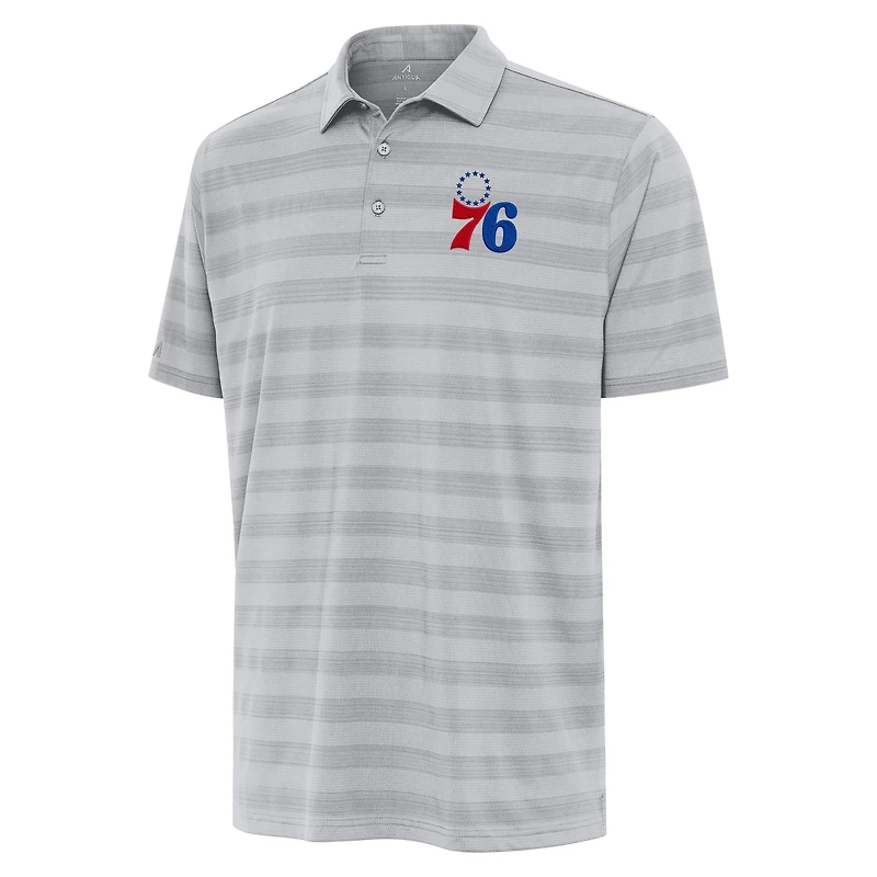 Men's Antigua Gray Philadelphia 76ers Tunnel Polo