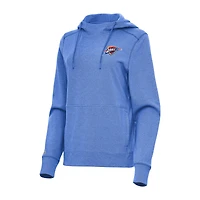Women's Antigua Heather Blue Oklahoma City Thunder Justice Pullover Hoodie