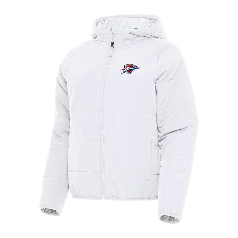 Women's Antigua White Oklahoma City Thunder Universe Full-Zip Puffer Jacket