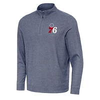 Men's Antigua Heather Navy Philadelphia 76ers Subtle Quarter-Zip Sweatshirt