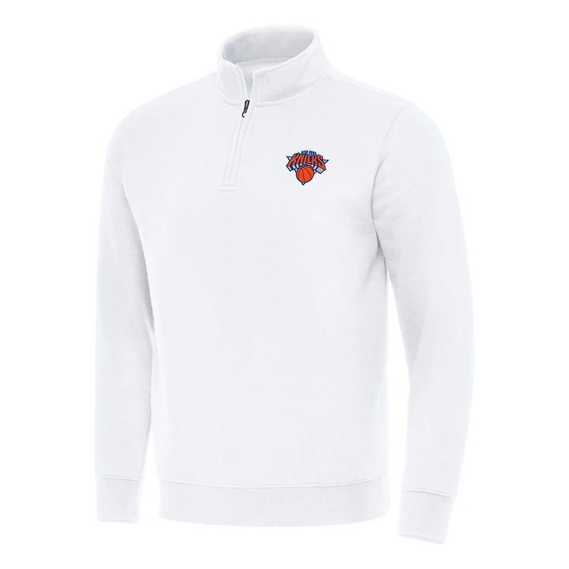 Men's Antigua New York Knicks Victory Quarter-Zip Mock Sweatshirt
