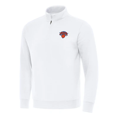 Men's Antigua New York Knicks Victory Quarter-Zip Mock Sweatshirt
