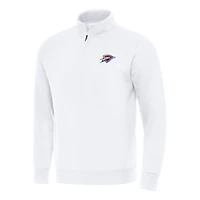 Men's Antigua  White Oklahoma City Thunder Victory Quarter-Zip Mock Sweatshirt