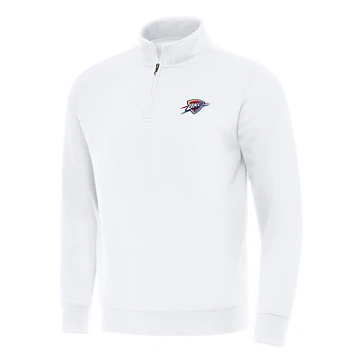 Men's Antigua White Oklahoma City Thunder Victory Quarter-Zip Mock Sweatshirt