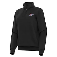 Women's Antigua Black Oklahoma City Thunder Victory Quarter-Zip Sweatshirt