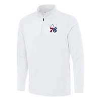 Men's Antigua White Philadelphia 76ers Reprocess Quarter-Zip Top