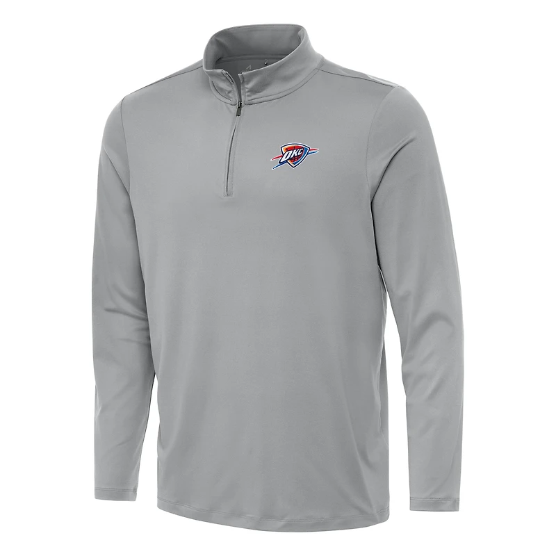 Men's Antigua Gray Oklahoma City Thunder Reprocess Quarter-Zip Top