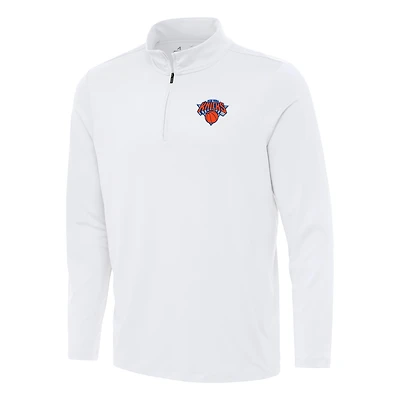 Men's Antigua White New York Knicks Reprocess Quarter-Zip Top