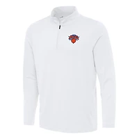 Men's Antigua White New York Knicks Reprocess Quarter-Zip Top