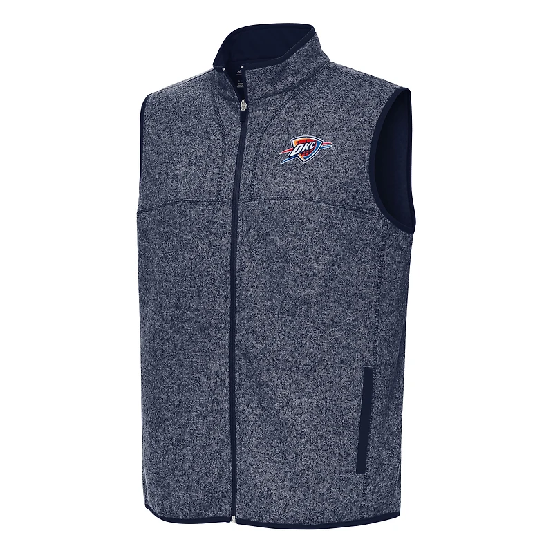 Men's Antigua Heather Navy Oklahoma City Thunder Fortune Full-Zip Vest