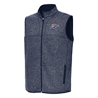 Men's Antigua Heather Navy Oklahoma City Thunder Fortune Full-Zip Vest