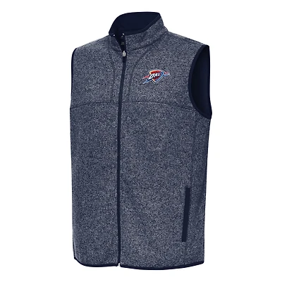 Men's Antigua Heather Navy Oklahoma City Thunder Fortune Full-Zip Vest