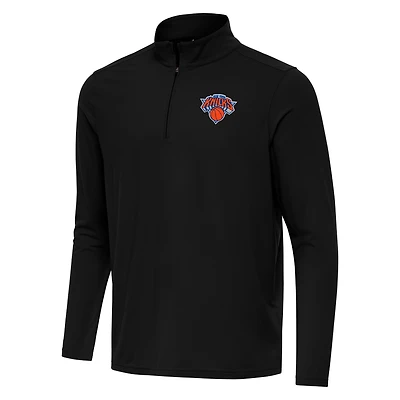 Men's Antigua Black New York Knicks Intent Quarter-Zip Top