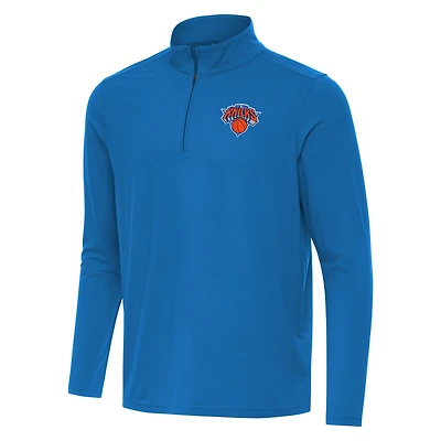 Men's Antigua Blue New York Knicks Intent Quarter-Zip Top
