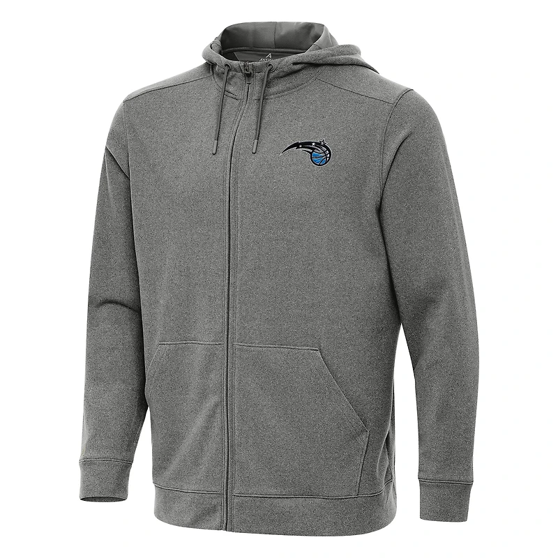 Men's Antigua Heather Charcoal Orlando Magic Effortless Full-Zip Hoodie Jacket