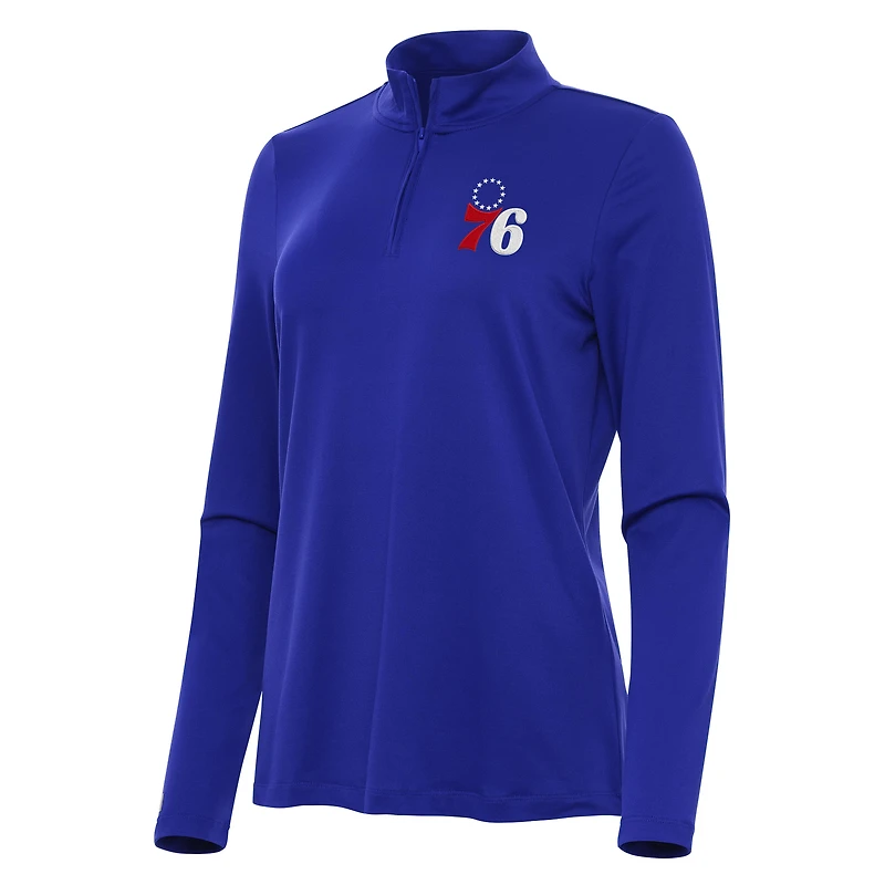 Women's Antigua Royal Philadelphia 76ers Reprocess Quarter-Zip Top