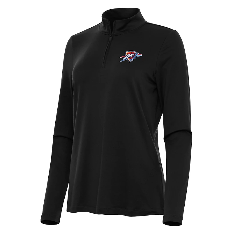 Women's Antigua Black Oklahoma City Thunder Reprocess Quarter-Zip Top