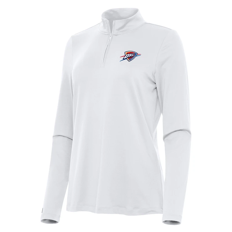 Women's Antigua White Oklahoma City Thunder Reprocess Quarter-Zip Top
