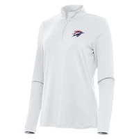 Women's Antigua White Oklahoma City Thunder Reprocess Quarter-Zip Top