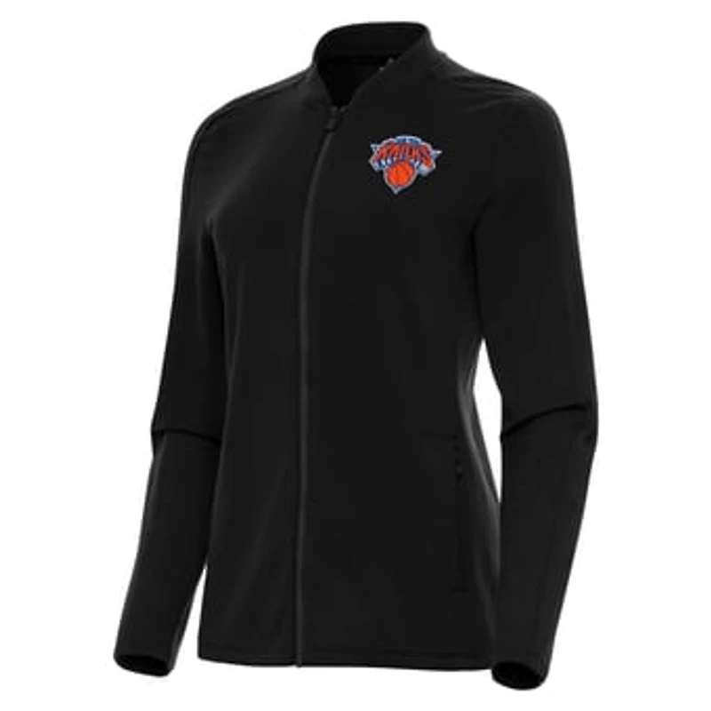 Women's Antigua Black New York Knicks Continual Full-Zip Jacket