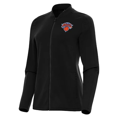 Women's Antigua Black New York Knicks Continual Full-Zip Jacket
