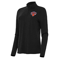 Women's Antigua  Heather Black New York Knicks Bright Quarter-Zip Top