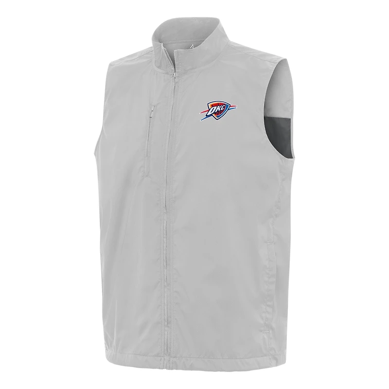 Men's Antigua  Heather Gray Oklahoma City Thunder Brisk Full-Zip Vest