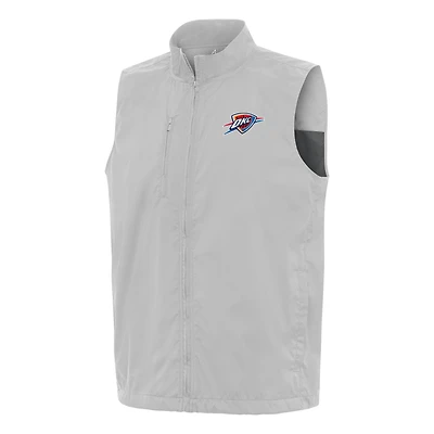 Men's Antigua  Heather Gray Oklahoma City Thunder Brisk Full-Zip Vest