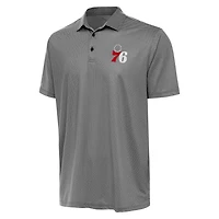 Men's Antigua Black/White Philadelphia 76ers Rings Polo