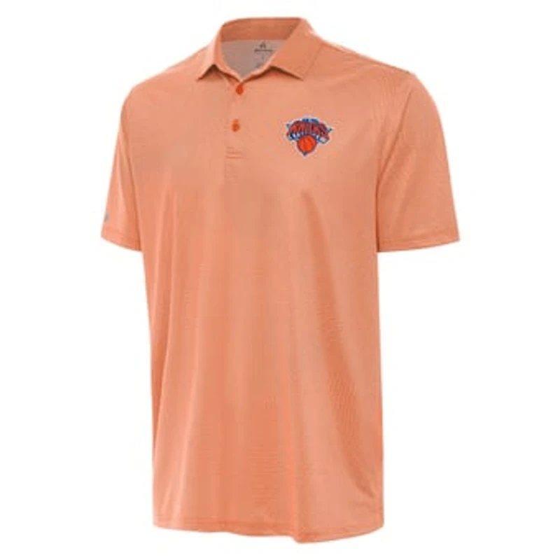 Men's Antigua Orange/White New York Knicks Rings Polo