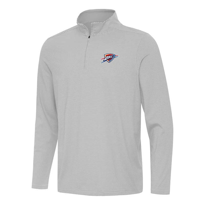 Men's Antigua Gray Oklahoma City Thunder Twine Quarter-Zip Top