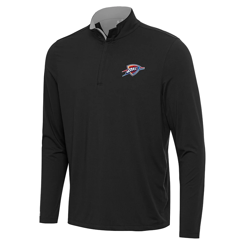 Men's Antigua Black/Gray Oklahoma City Thunder Content Quarter-Zip Top
