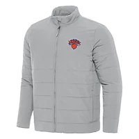 Men's Antigua Gray New York Knicks Swelter Full-Zip Puffer Jacket