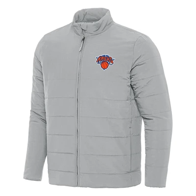 Men's Antigua Gray New York Knicks Swelter Full-Zip Puffer Jacket