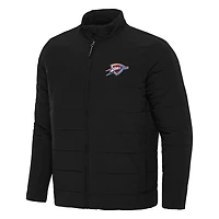 Men's Antigua Black Oklahoma City Thunder Swelter Full-Zip Puffer Jacket