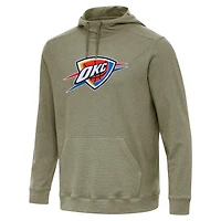 Men's Antigua Heather Olive Oklahoma City Thunder Cloud Pullover Hoodie
