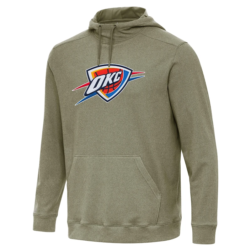 Men's Antigua Heather Olive Oklahoma City Thunder Cloud Pullover Hoodie